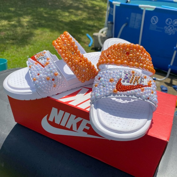 sparkly nike slides